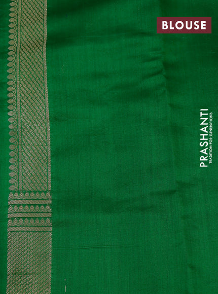 Chiniya silk saree pink and green with allover zari weaves and long zari woven border