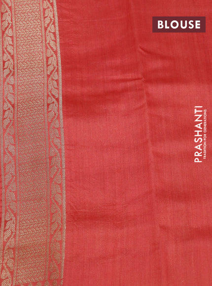 Chiniya silk saree light green and red shade with zari woven buttas and zari woven border