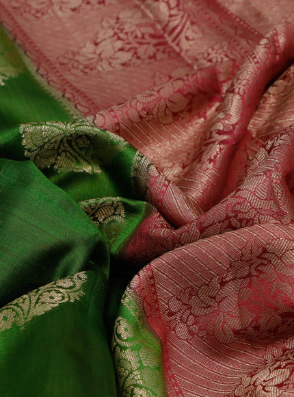 Chiniya silk saree green and maroon with zari woven buttas and zari woven border