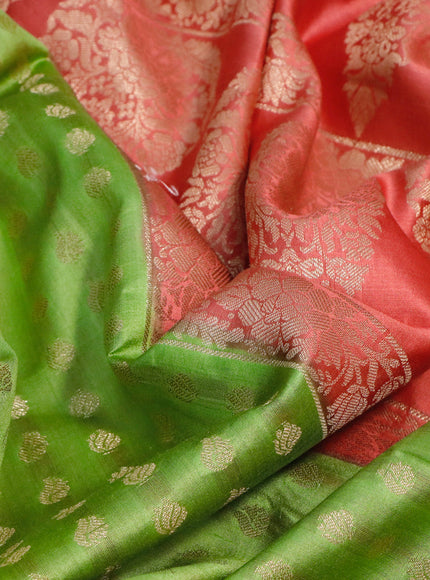 Chiniya silk saree light green and pink shade with allover zari woven buttas weaves and zari woven border