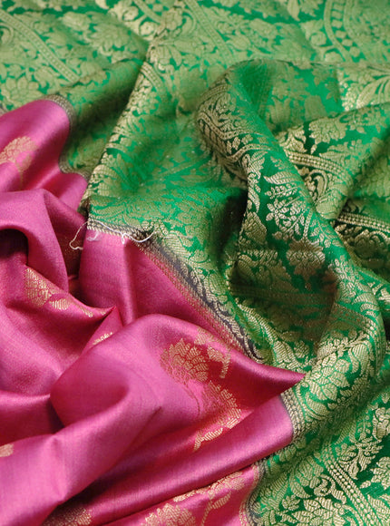 Chiniya silk saree pink shade and green with zari woven buttas and zari woven border