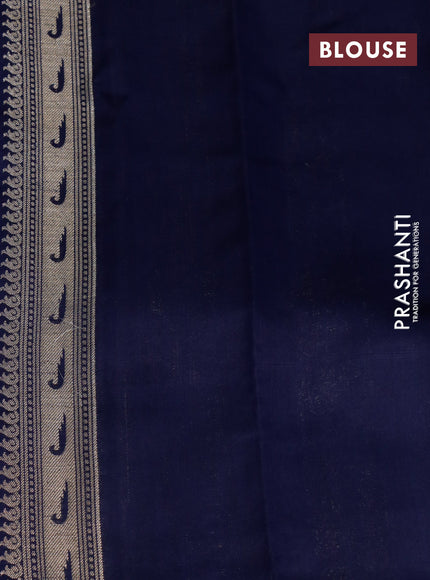 Chiniya silk saree rust shade and dark blue with allover zari woven butta weaves and zari woven border