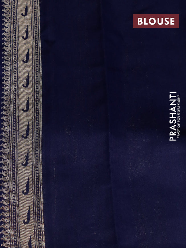 Chiniya silk saree rust shade and dark blue with allover zari woven butta weaves and zari woven border