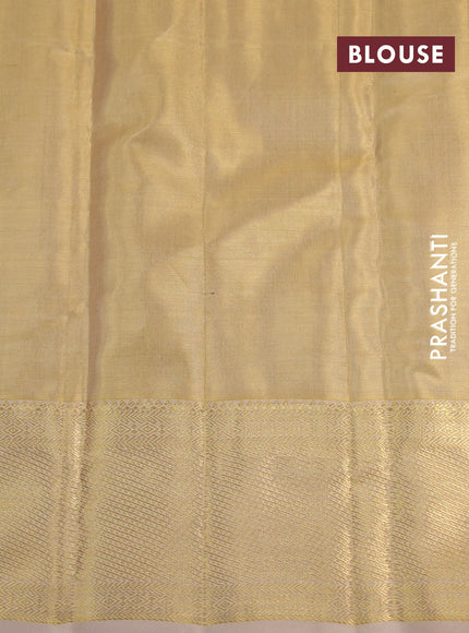 Kanchipuram tissue silk saree gold with allover silver zari woven brocade weaves and zari woven border