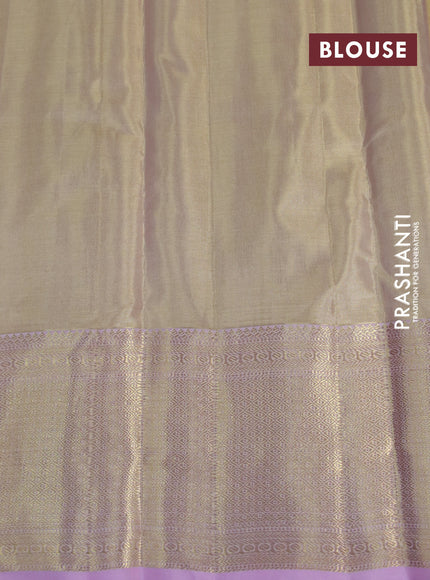 Kanchipuram tissue silk saree cream and light pink with allover silver zari woven brocade weaves and zari woven border