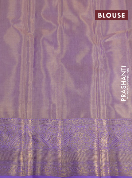 Kanchipuram tissue silk saree dual shade of lavender and lavender with allover silver zari woven brocade weaves and zari woven border