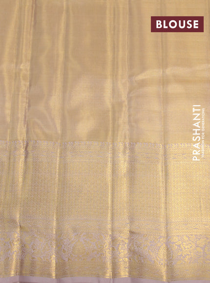 Kanchipuram tissue silk saree gold and beige with allover zari woven brocade weaves and long zari woven border