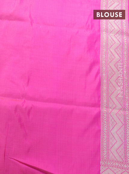 Pure banarasi uppada silk saree pink with allover zari woven brocade weaves and zari woven border