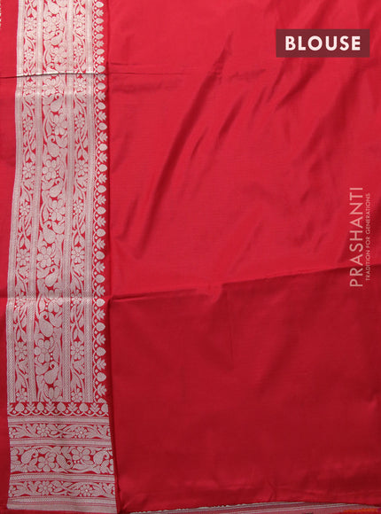 Pure banarasi uppada silk saree red with allover zari woven brocade weaves and zari woven border