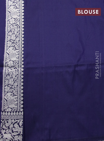 Pure banarasi uppada silk saree navy blue with allover zari woven brocade weaves and zari woven border