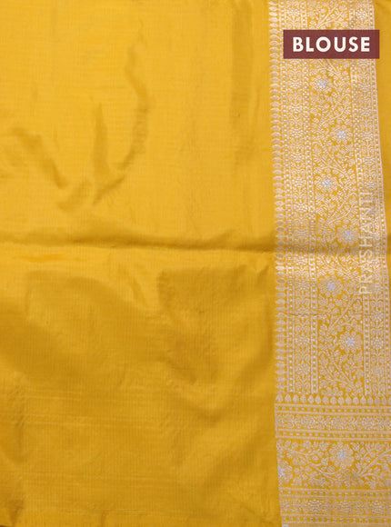 Pure banarasi uppada silk saree mustard yellow with zari woven buttas and zari woven border