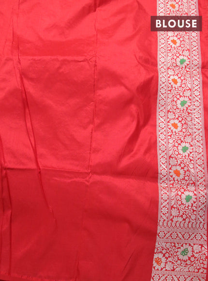 Pure banarasi uppada silk saree red with allover zari woven brocade weaves and zari woven border