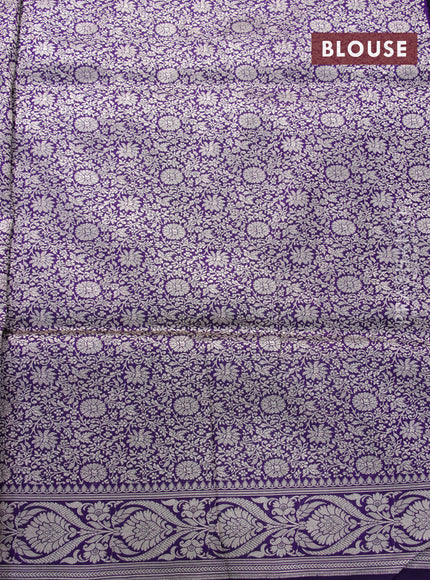 Pure banarasi uppada silk saree deep violet with allover zari woven brocade weaves and zari woven border