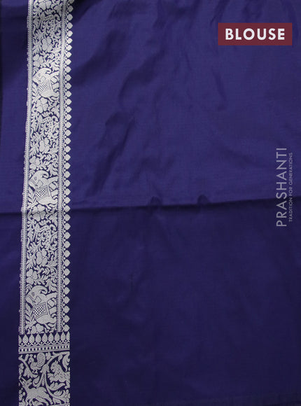 Pure banarasi uppada silk saree dark navy blue with allover zari woven brocade weaves and woven border