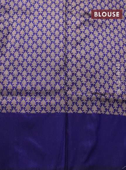 Pure banarasi uppada silk saree blue with allover zari woven brocade weaves and zari woven border