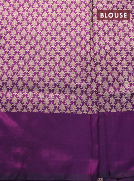 Pure banarasi uppada silk saree deep purple with allover thread & zari woven brocade weaves and zari woven border