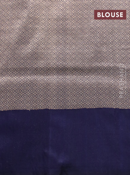 Pure banarasi uppada silk saree navy blue with allover thread & zari woven brocade weaves and zari woven border