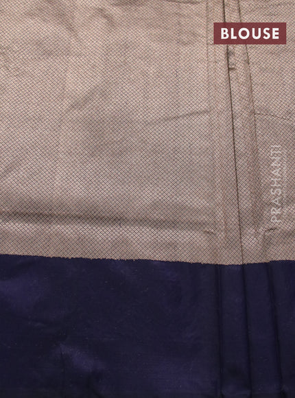 Pure banarasi uppada silk saree dark blue with allover zari woven brocade weaves and zari woven border