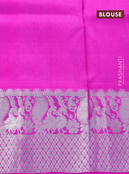 Venkatagiri silk saree red and pink with allover silver zari woven buttas and annam design silver zari woven border