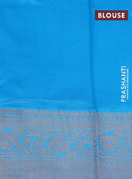 Banarasi katan silk saree pink and cs blue with zari woven buttas and zari woven border