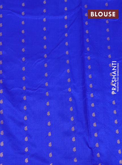 Banarasi katan silk saree light blue shade and royal blue with zari woven buttas and piping border