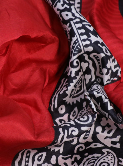 Bishnupuri silk saree red and black with plain body and long printed border