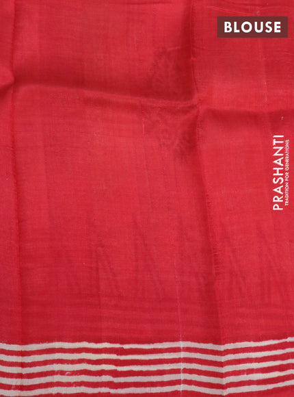 Bishnupuri silk saree cream and red with plain body and temple design simple border