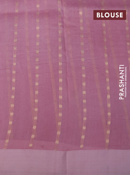 Banarasi organza silk saree pastel pink with thread & zari woven buttas and satin border