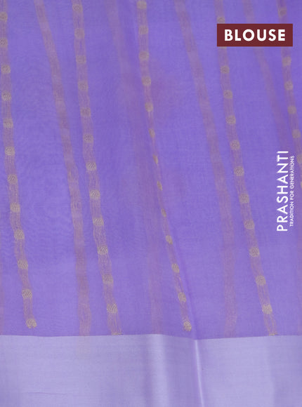 Banarasi organza silk saree lavender with thread & zari woven buttas and satin border