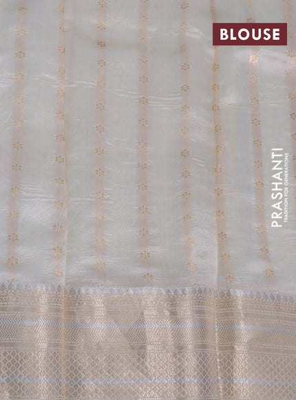 Banarasi organza silk saree cream with zari weaves & buttas and zari woven border