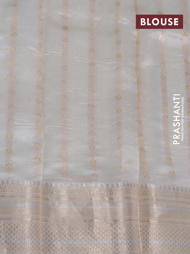 Banarasi organza silk saree cream with zari weaves & buttas and zari woven border