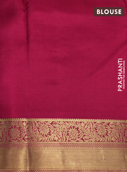 Pure kanchipuram silk saree yellow and pink with allover zari weaves and zari woven border