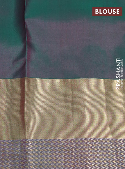 Pure kanchipuram silk saree pink and dual shade of pink with zari woven buttas and long zari woven border