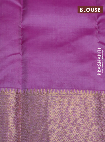 Pure kanchipuram silk saree light pink and dual shade of purple with zari woven buttas and rich zari woven border