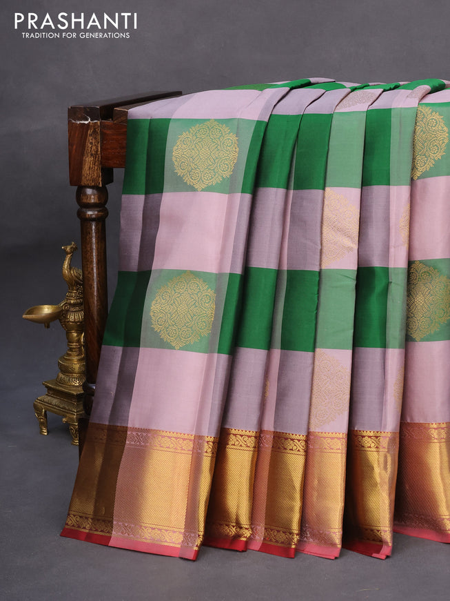 Pure kanchipuram silk saree multi colour with allover paalum pazhamum checks and zari woven border