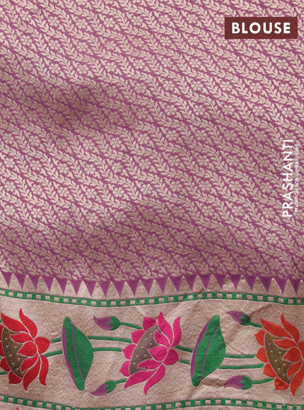 Banarasi georgette silk saree deep purple and mild lavender with zari woven buttas and zari woven floral design zari woven paithani border