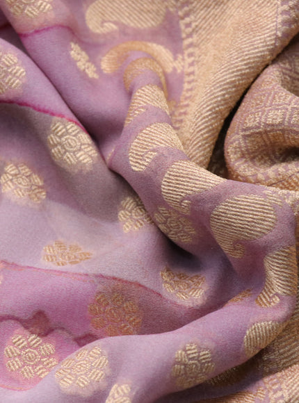 Banarasi georgette silk saree mild lavender shade and mild peach with allover zari woven buttas and zari woven border