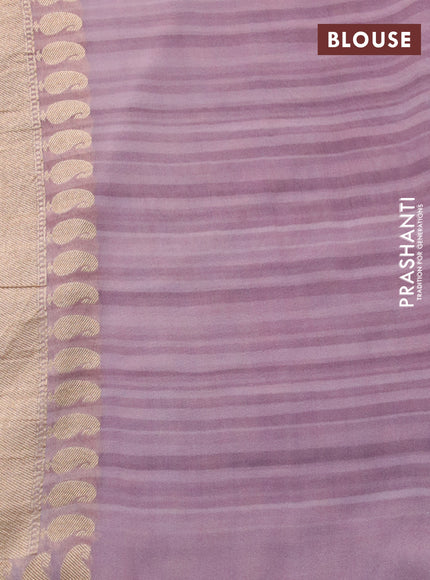 Banarasi georgette silk saree mild lavender shade and mild peach with allover zari woven buttas and zari woven border