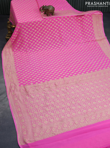 Banarasi georgette silk saree light pink with zari woven buttas and zari woven border