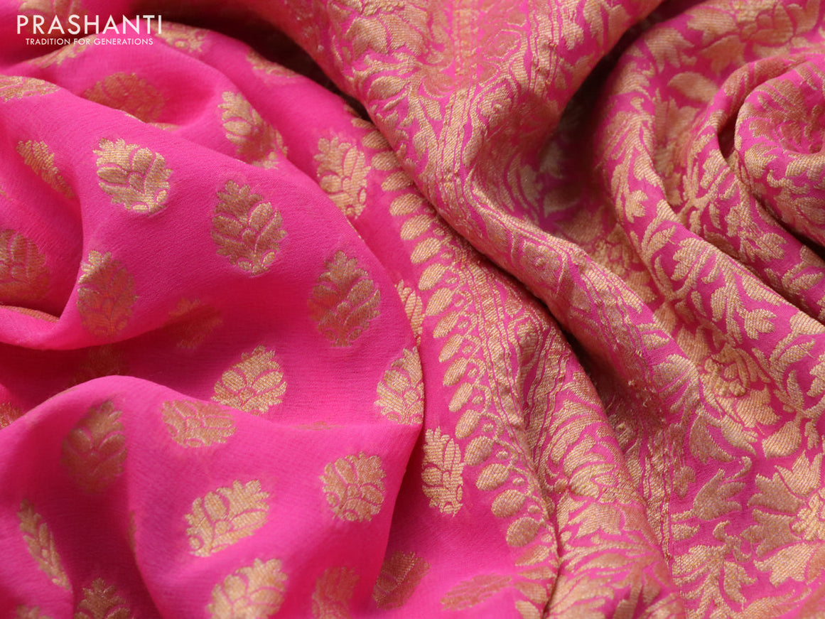 Banarasi georgette silk saree light pink with zari woven buttas and zari woven border