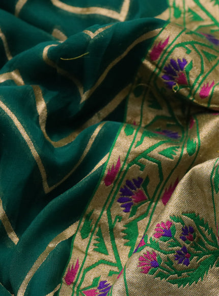 Banarasi georgette silk saree green with allover zari woven zig zag weaves and zari woven border