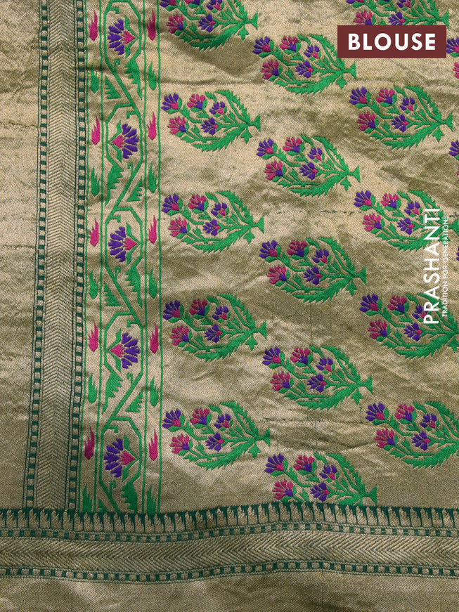 Banarasi georgette silk saree green with allover zari woven zig zag weaves and zari woven border