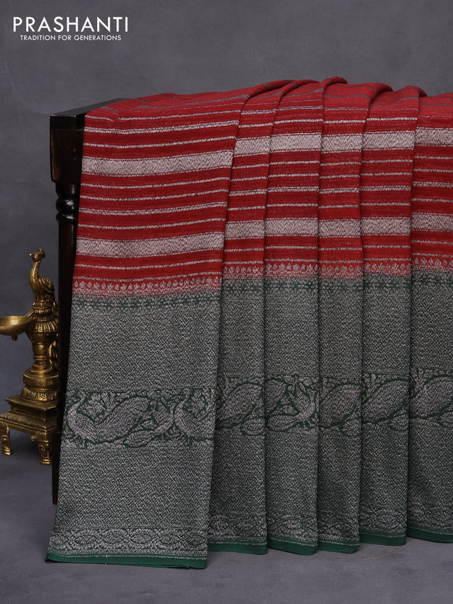 Banarasi georgette silk saree rust shade with allover thread & zari weaves and long woven border