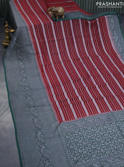 Banarasi georgette silk saree rust shade with allover thread & zari weaves and long woven border