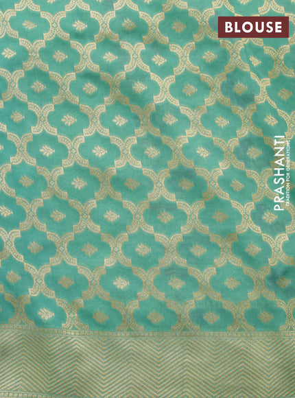 Banarasi georgette silk saree peacock blue and teal blue with zari woven buttas and long zari woven paithani border