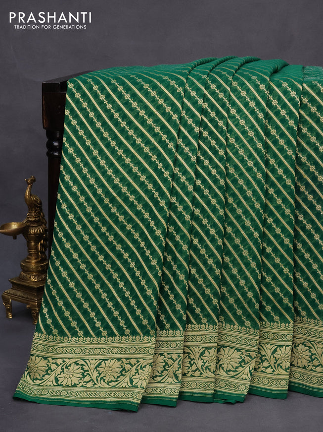 Banarasi georgette silk saree green with allover zari weaves and zari woven border