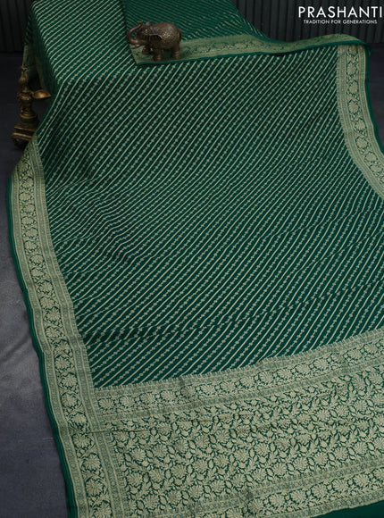 Banarasi georgette silk saree green with allover zari weaves and zari woven border