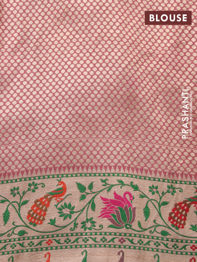 Banarasi georgette silk saree magenta pink and mauve pink with allover zari woven buttas and zari woven paithani border