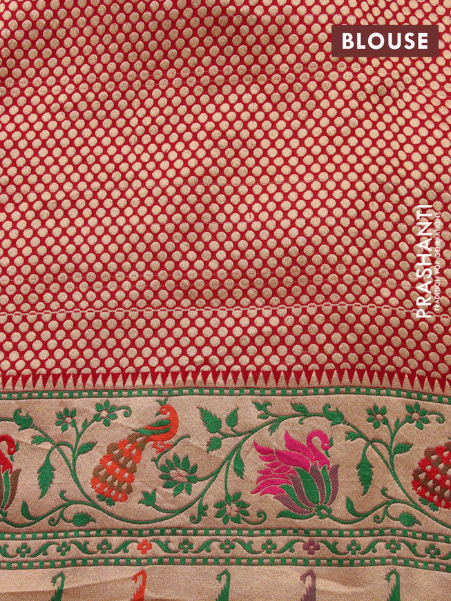 Banarasi georgette silk saree green and maroon with allover zari woven buttas and zari woven paithani border