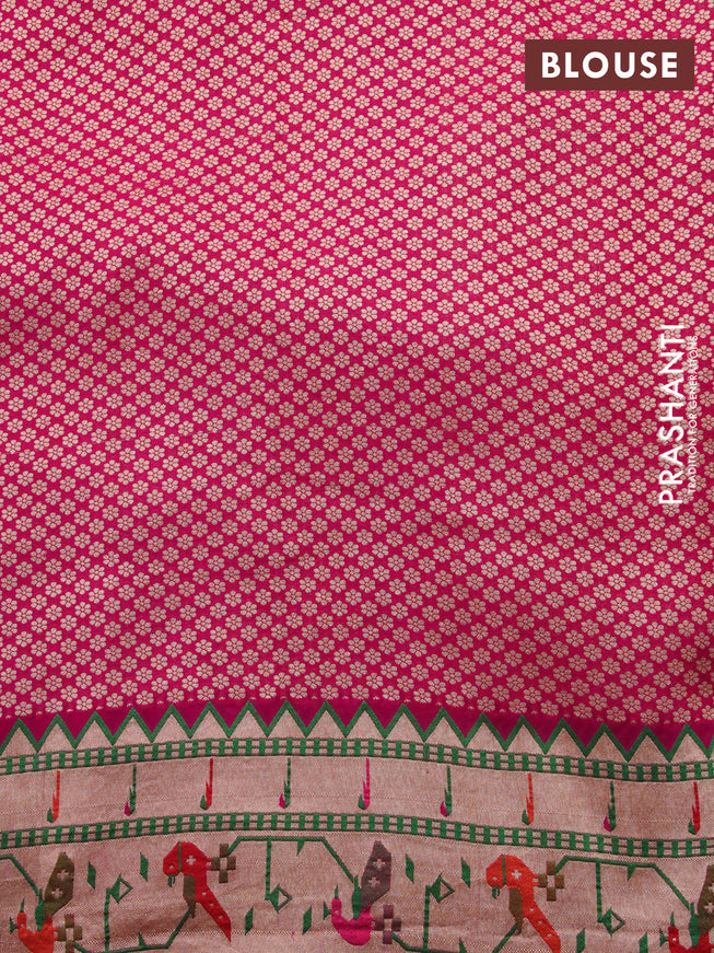 Banarasi georgette silk saree red and pink with allover zari woven floral buttas and zari woven paithani border